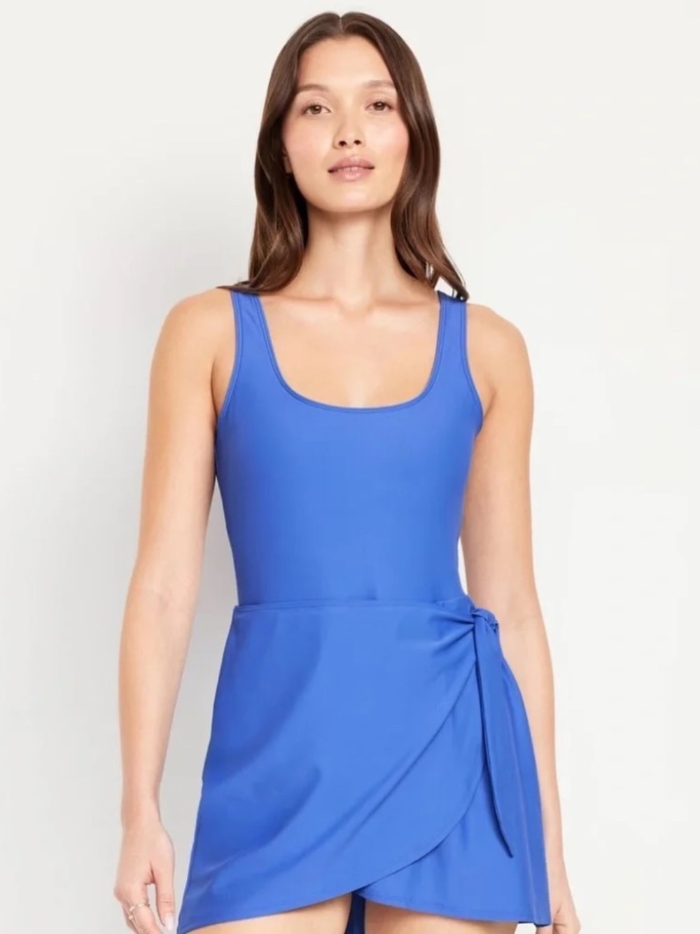 NWT Old Navy Matte Side Tie Swim Dress  // Blue